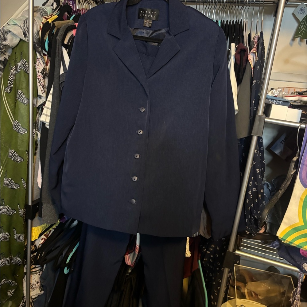 Classic Navy Women's Blazer size 12  and Pants size 10 Set